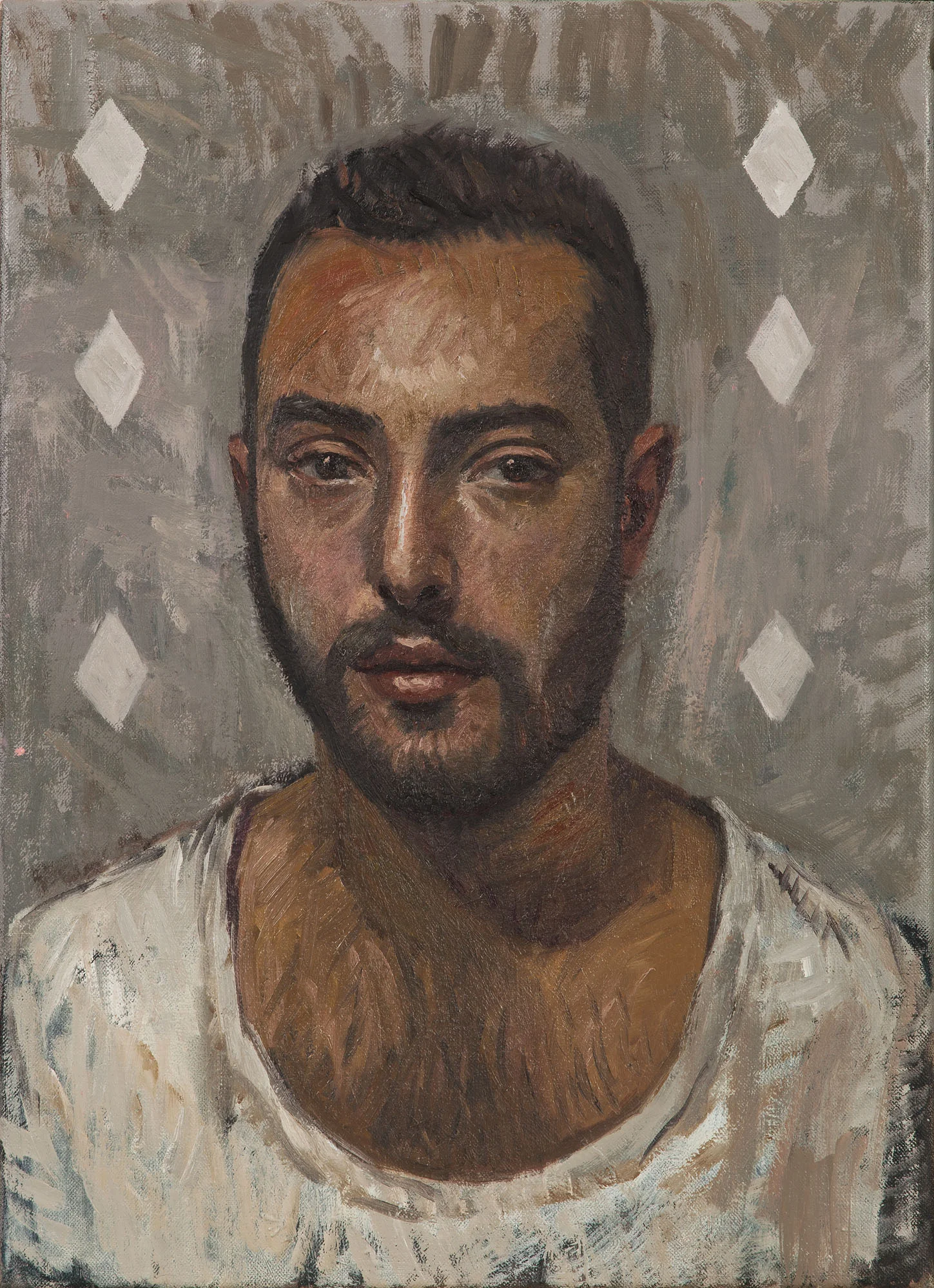 Portrait of a Man with White Diamonds