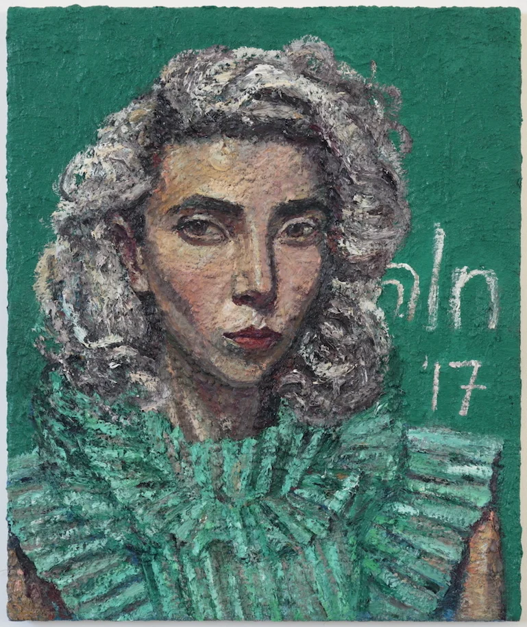 Self-portrait as St Vincent wearing Cara's Dress