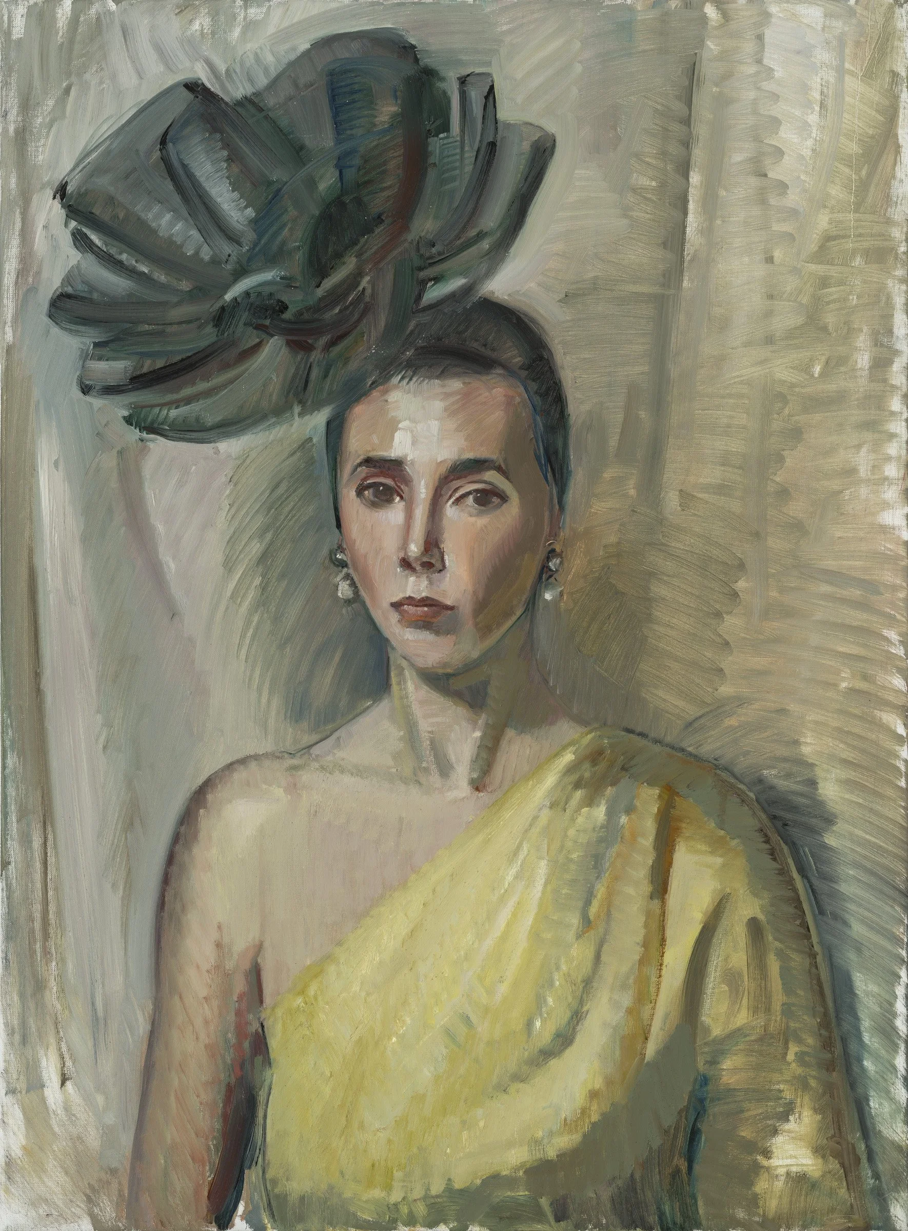 Lady in a chartreuse gown (self-portrait)
