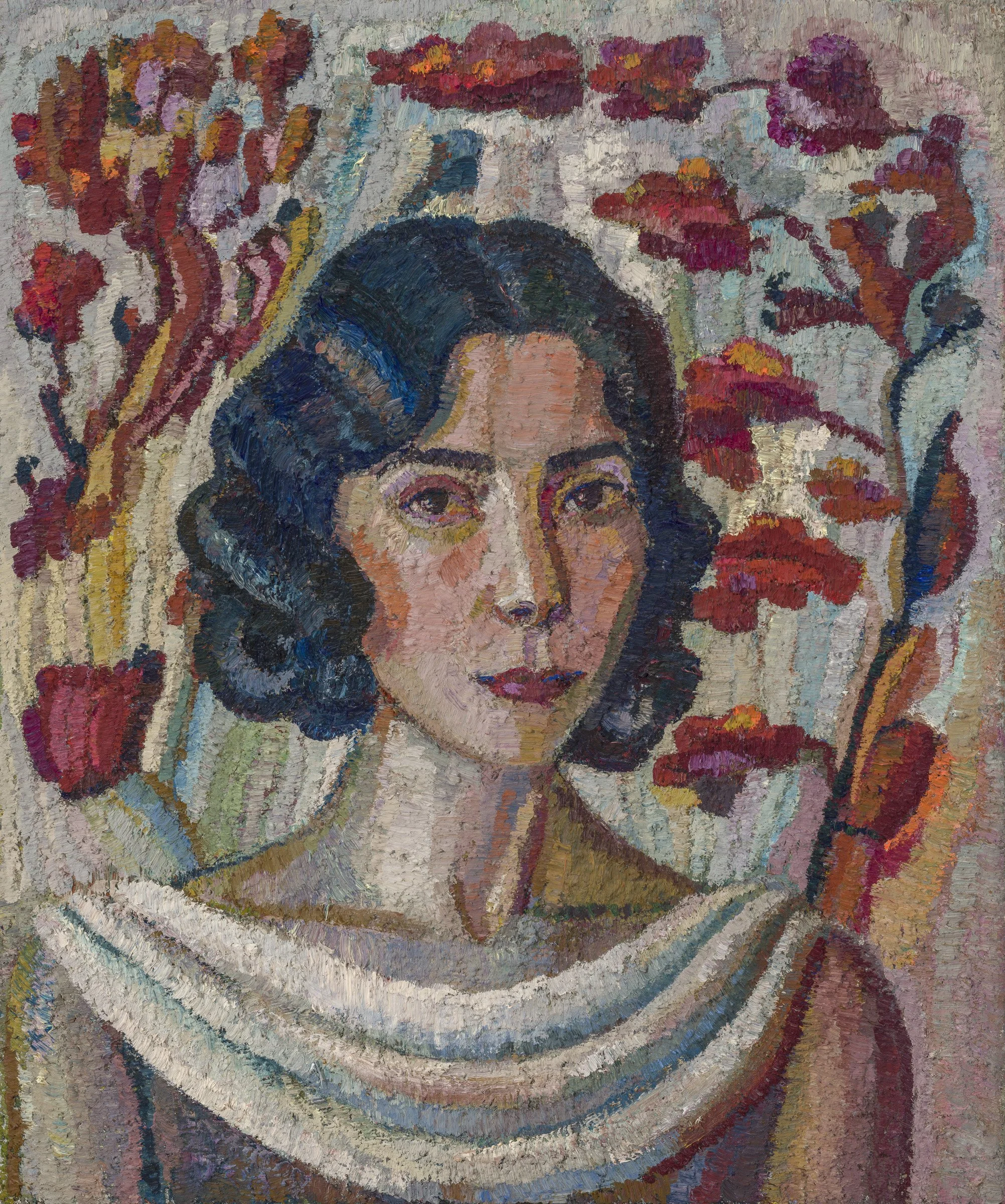 Portrait with Floral Tapestry