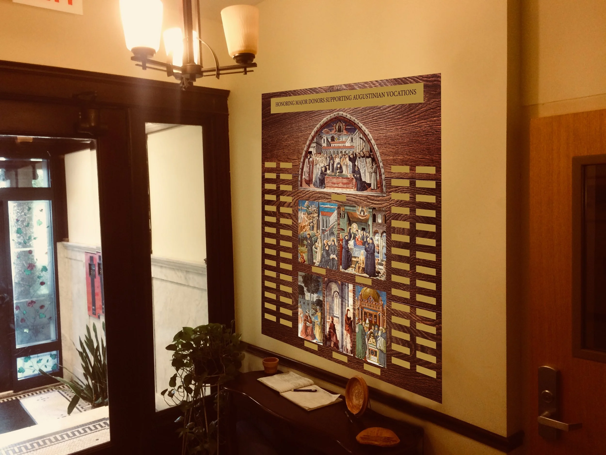A proposed design for our Donor Recognition Wall, located in the foyer, where our men pass each day on their way to class