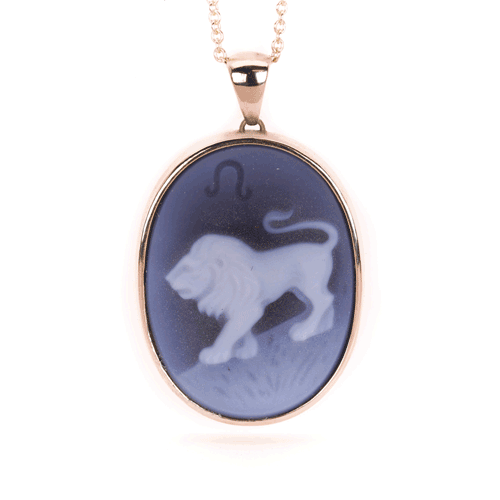 Agate Cameo Zodiac Necklace: Leo — Weiss Jewelry