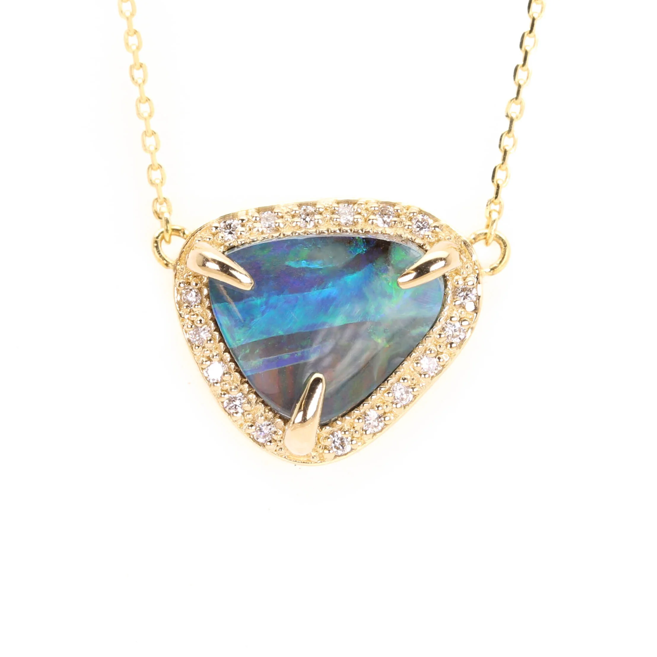 Australian Boulder Opal and Diamond Necklace