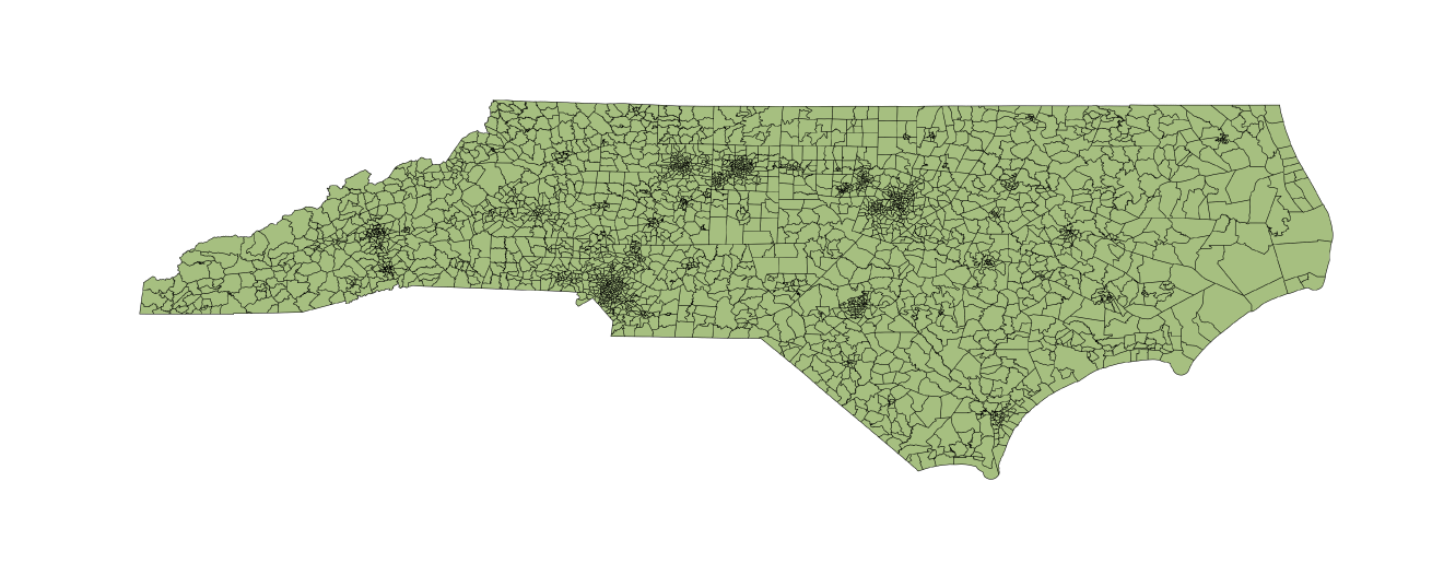 The 2014 voting precincts of North Carolina.