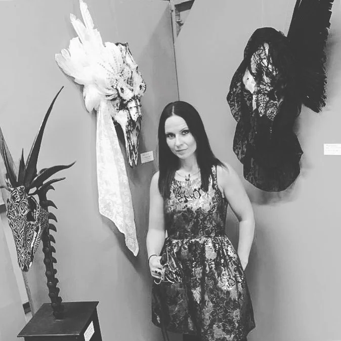 Petra Shara Stoor exhibiting some of her taxidermy/ skull artwork at at Tattoo convent in Sweden.