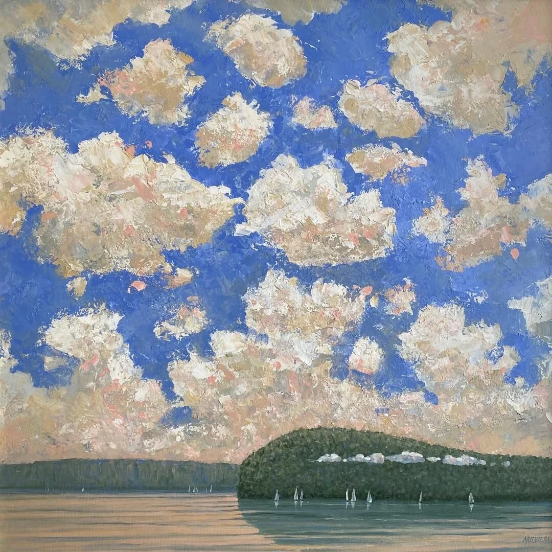 Lifting Clouds Saratoga Lake, 36x36 by Rob Meyers — Spa Fine Art Gallery