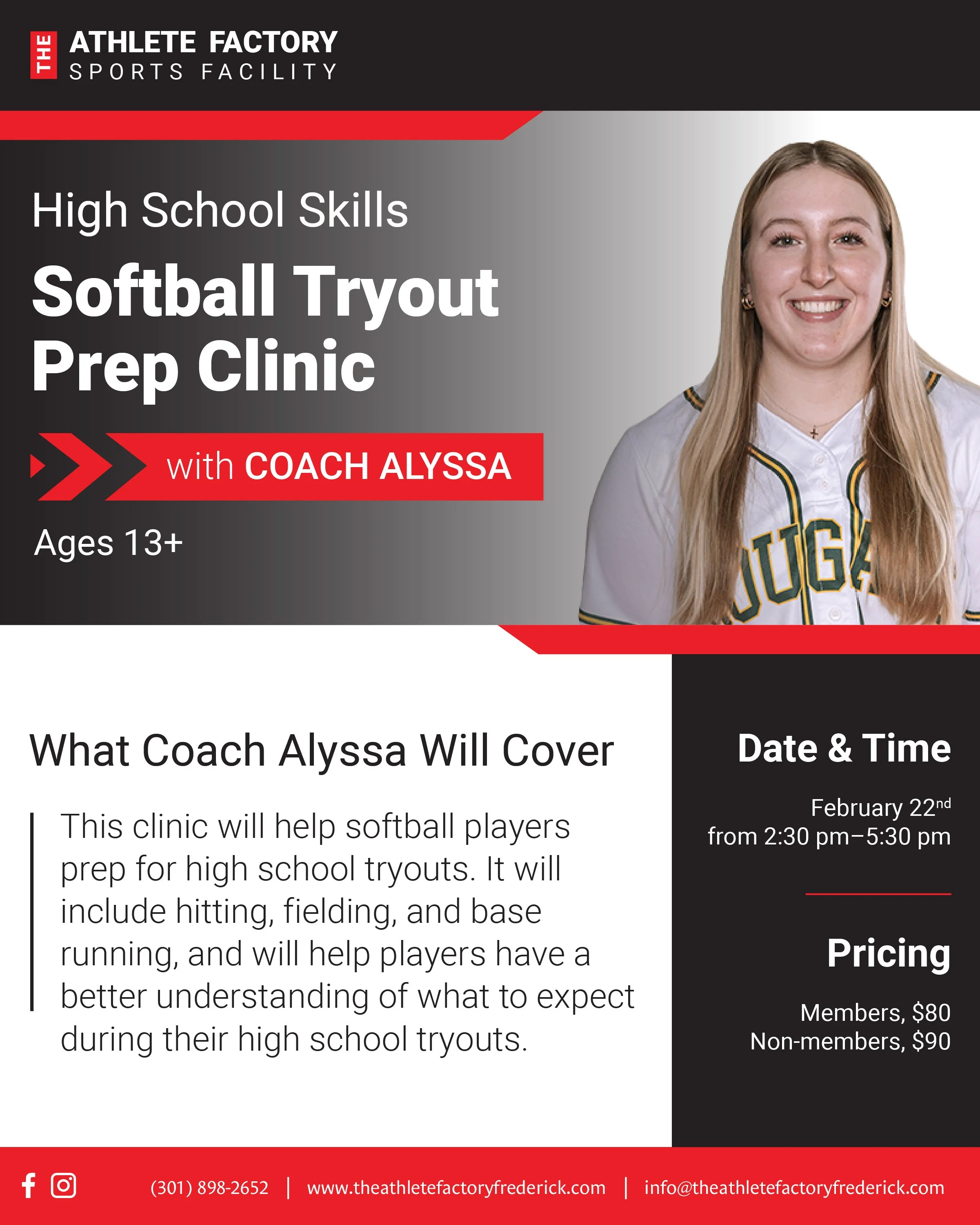 High School Skills  Softball Tryout Prep Clinic with Coach Alyssa