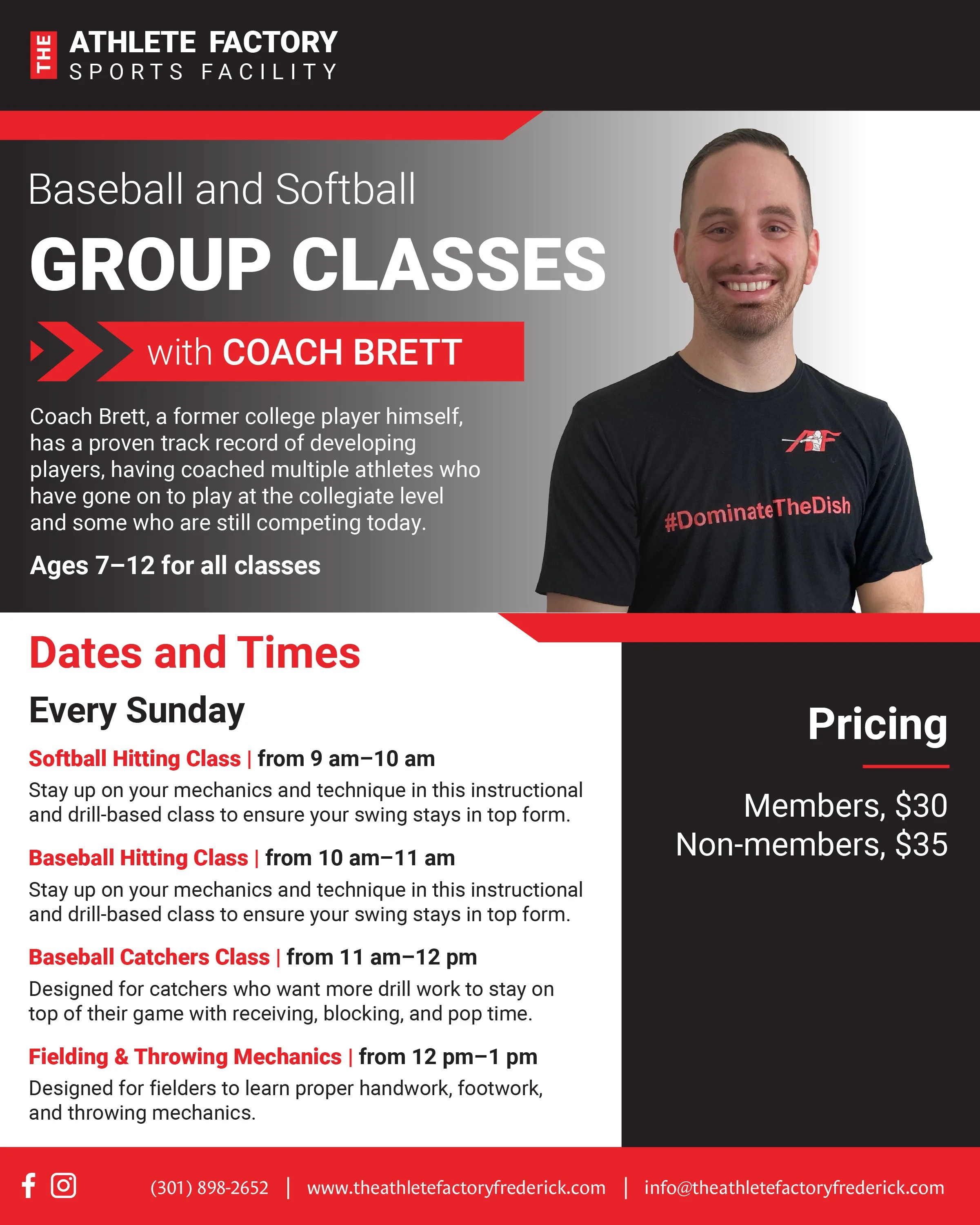 Baseball and Softball Group Classes with Coach Brett