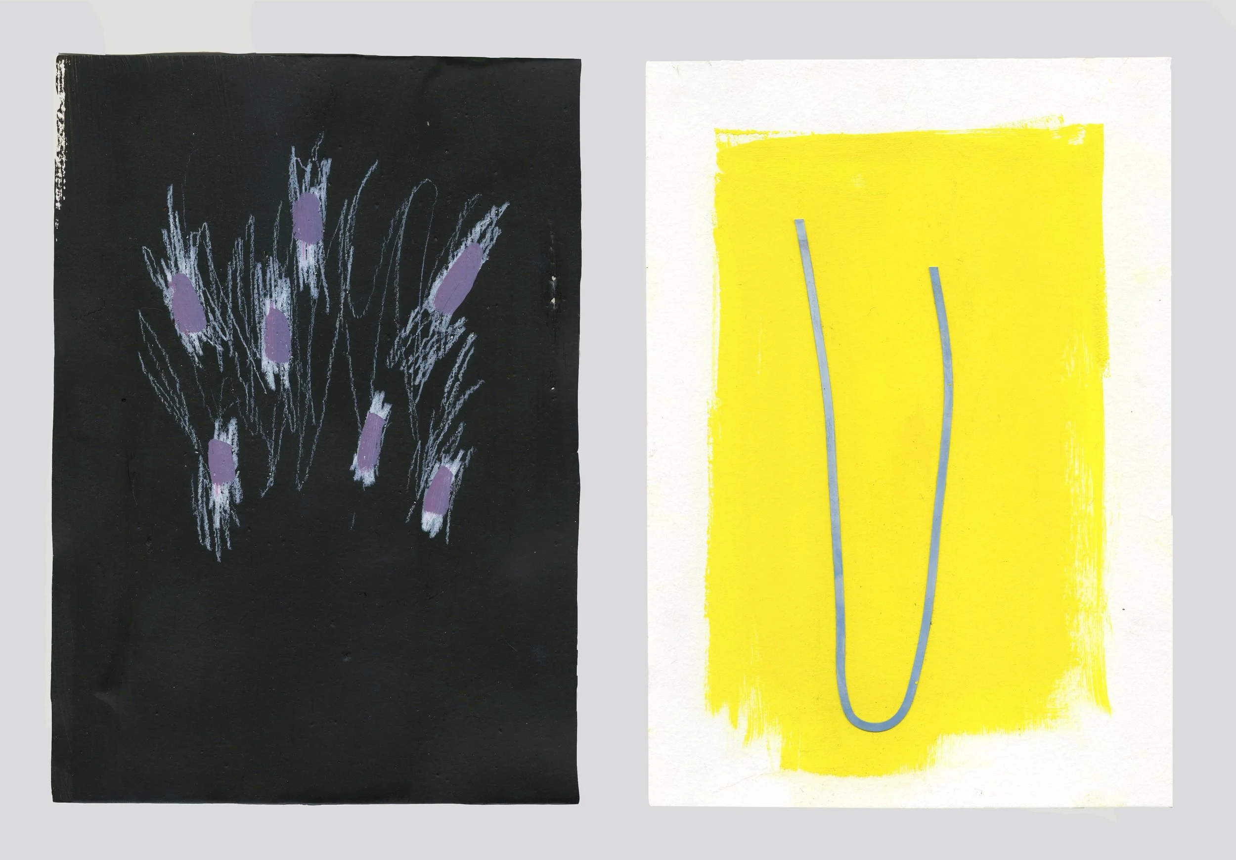 Up and Down. 10” X 14.5” (dimensions of paper). wax, pencil, paint, rubber-band, and tar on paper. 2019.