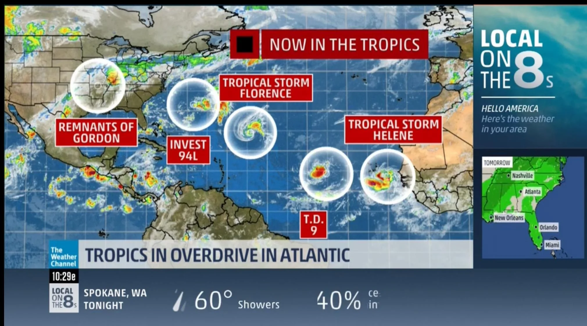 MAP OF Tropical developments, SEPT 8, 2018 : The Weather Channel was constantly on everywhere we went. It also let us know where we were more than likely going to go to prepare for storms.