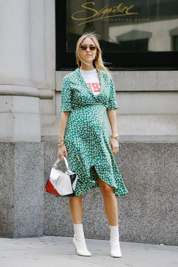 Le-Bump-Pregnant-Maternity-Street-Style-Pernille-Teisbaek-Ganni-Wrap-Dress-Loewe-Puzzle-Bag-White-Booties-Team-Peter-Stigter.jpg