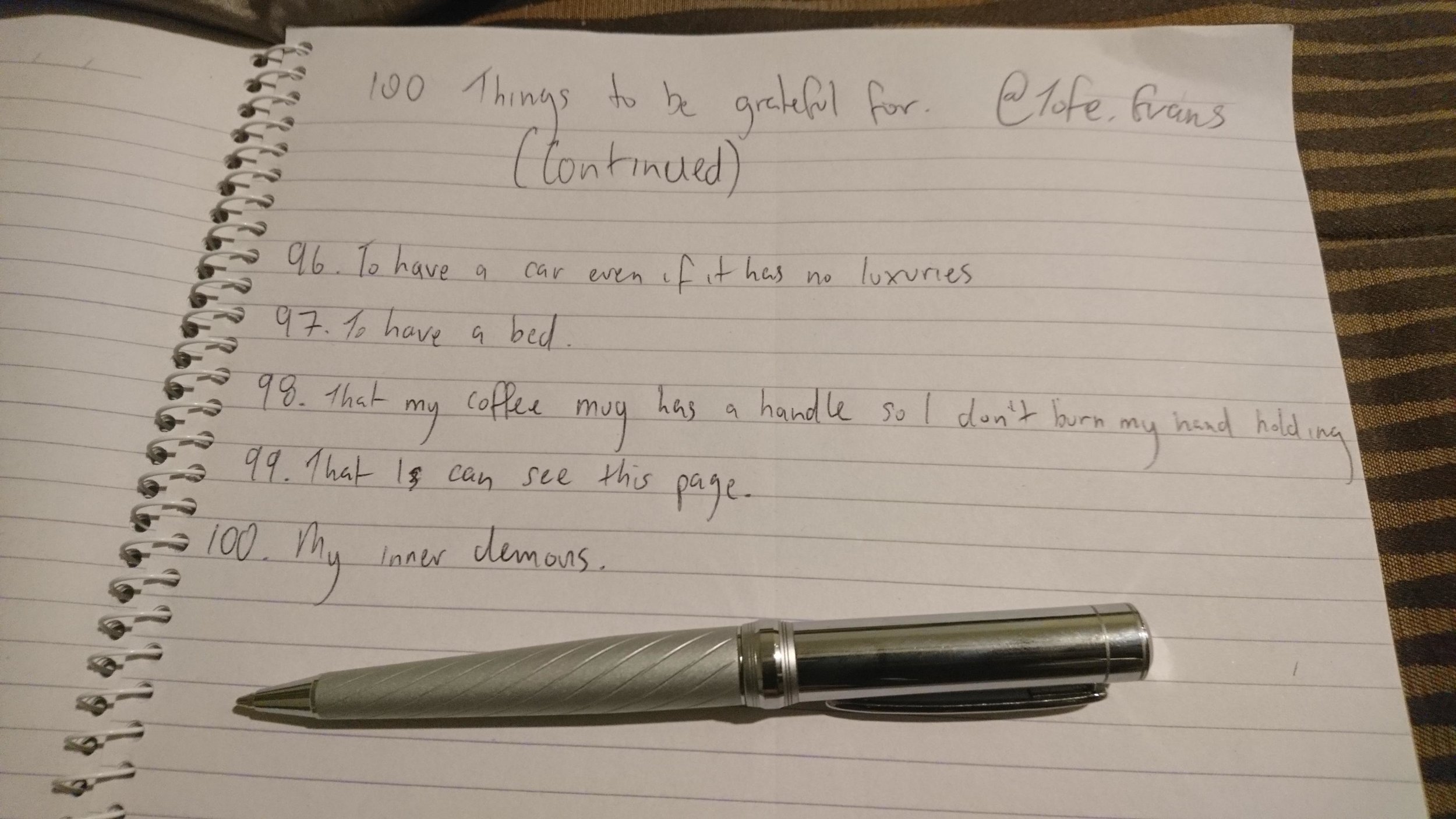 100 gratitude challenge - only showing the last 5