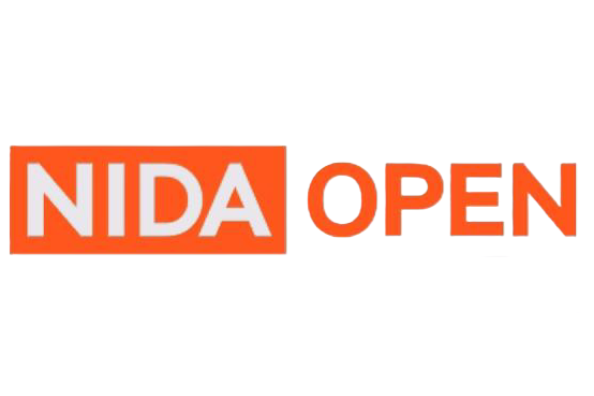 Sign with an orange background and white text that reads "NIDA OPEN."