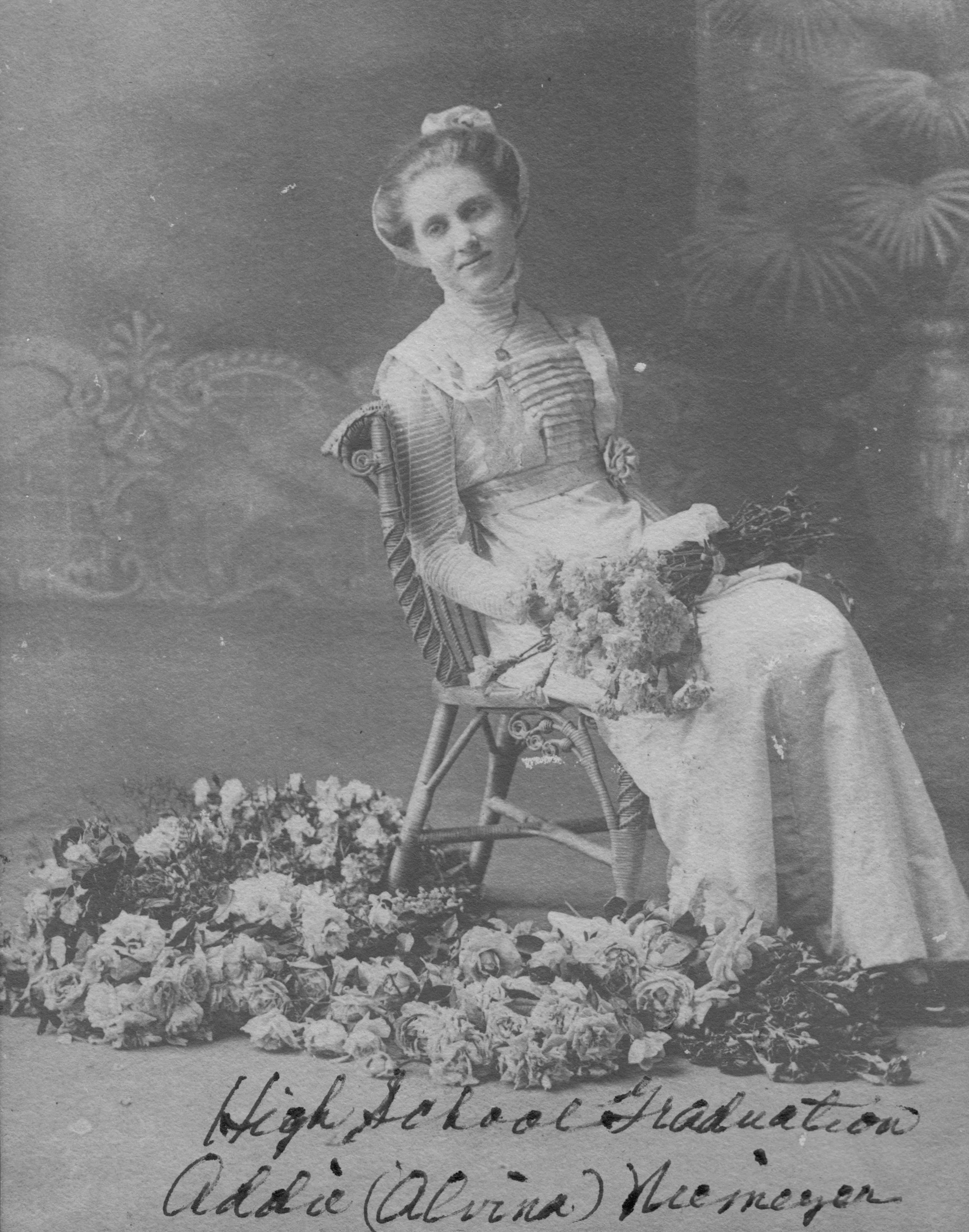 Addie Niemeyer, seen here in her 1908 high school graduation photo, resided in this home.