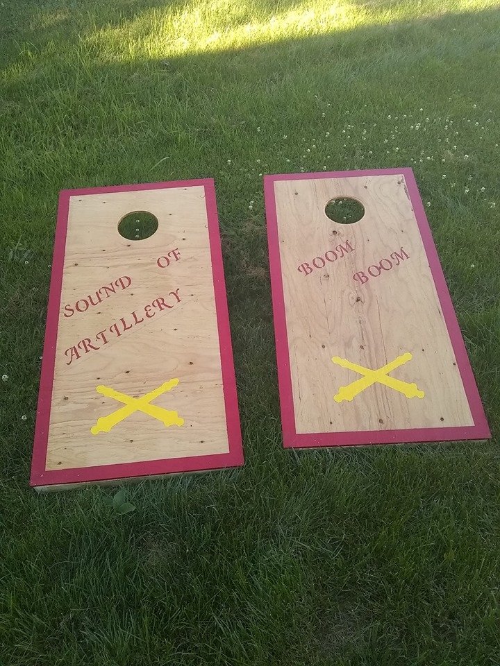 Artillery themed cornhole boards