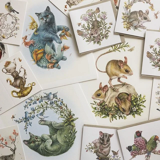 🌼 Black Friday sale 🌼 Prints and cards 20% off until Dec 1st (link in bio)
.
#duskyhoppingmouse #gouldianfinch #dunnart #sandhilldunnart #leadbeaterspossum #westernpygmypossum #courtneybrims #australiannative