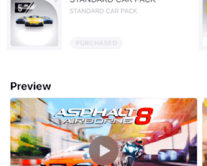 Asphalt 8 does a great job in showcasing the promoted IAP on their store page.
