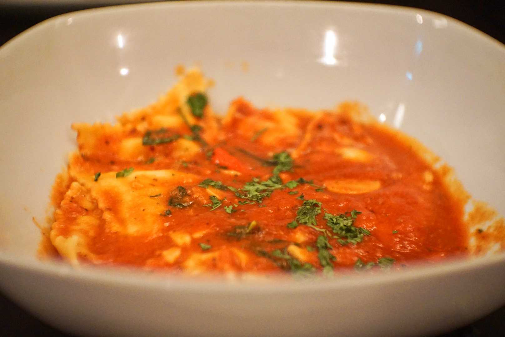 Lobster Ravioli with Arrabbiata sauce and fresh Herbs