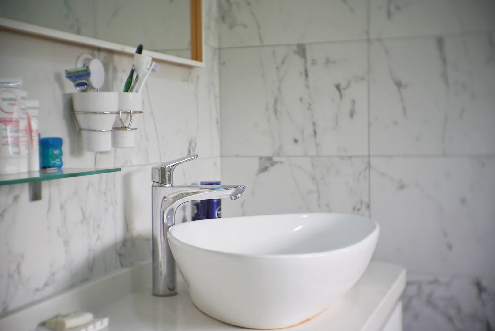 Our toilet vanity - lit by natural light.