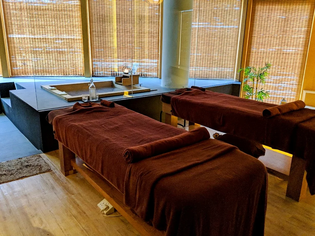 The private couple suite in Ikeda spa, with the onsen in the background.