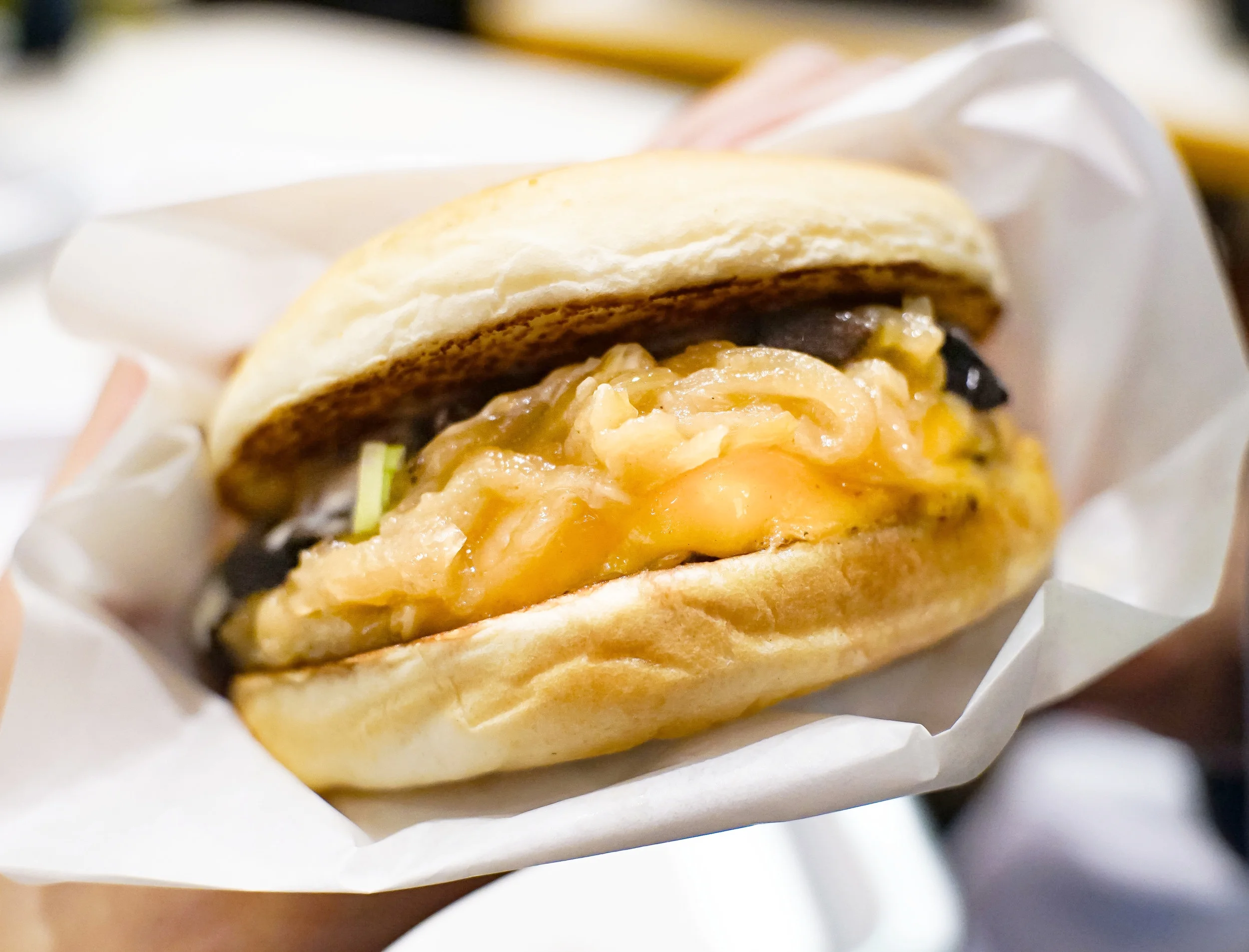 The B Supreme Burger in its full glory - look at the caramelised onions and melted aged cheddar!