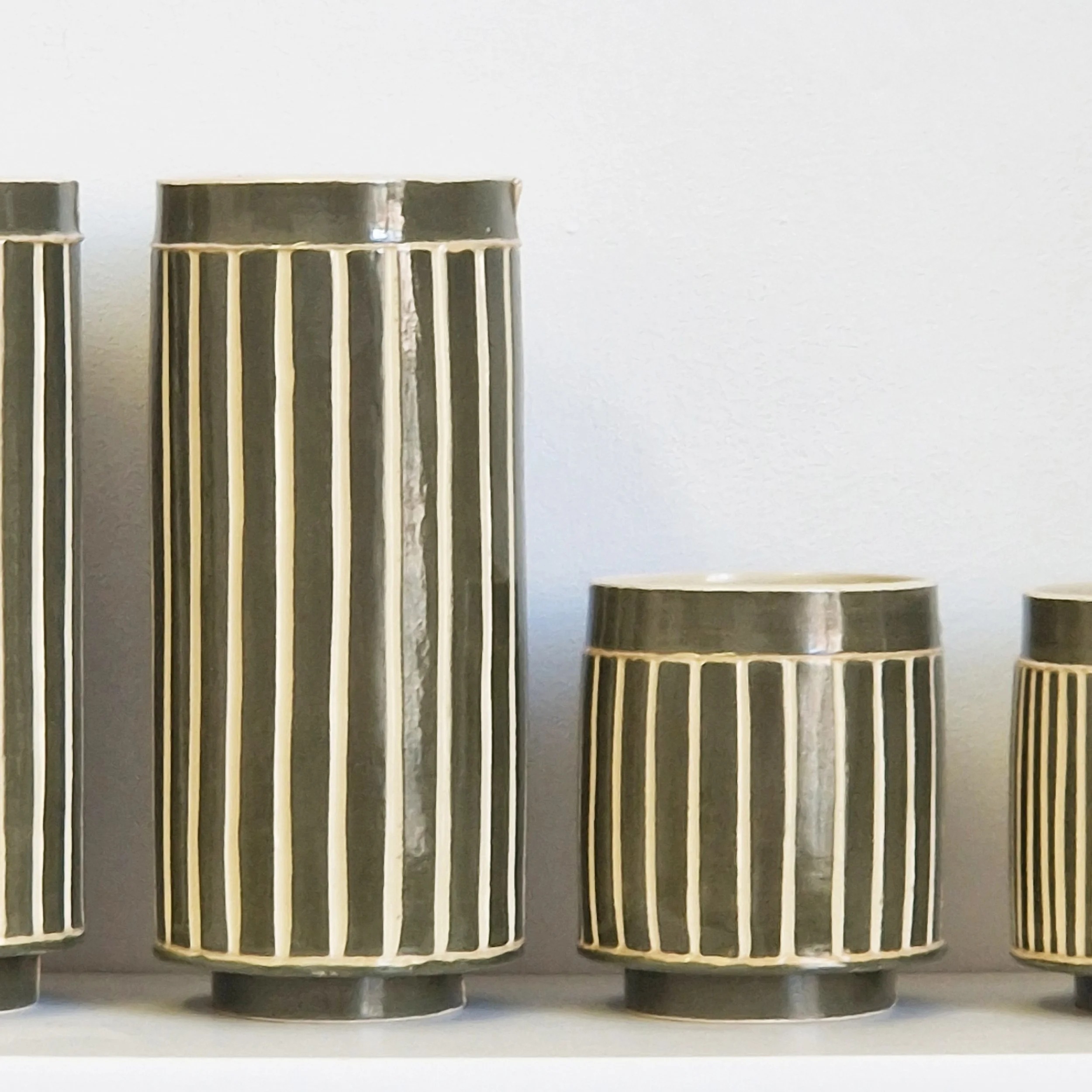 group of vases in forest green stripe (2) square.jpg