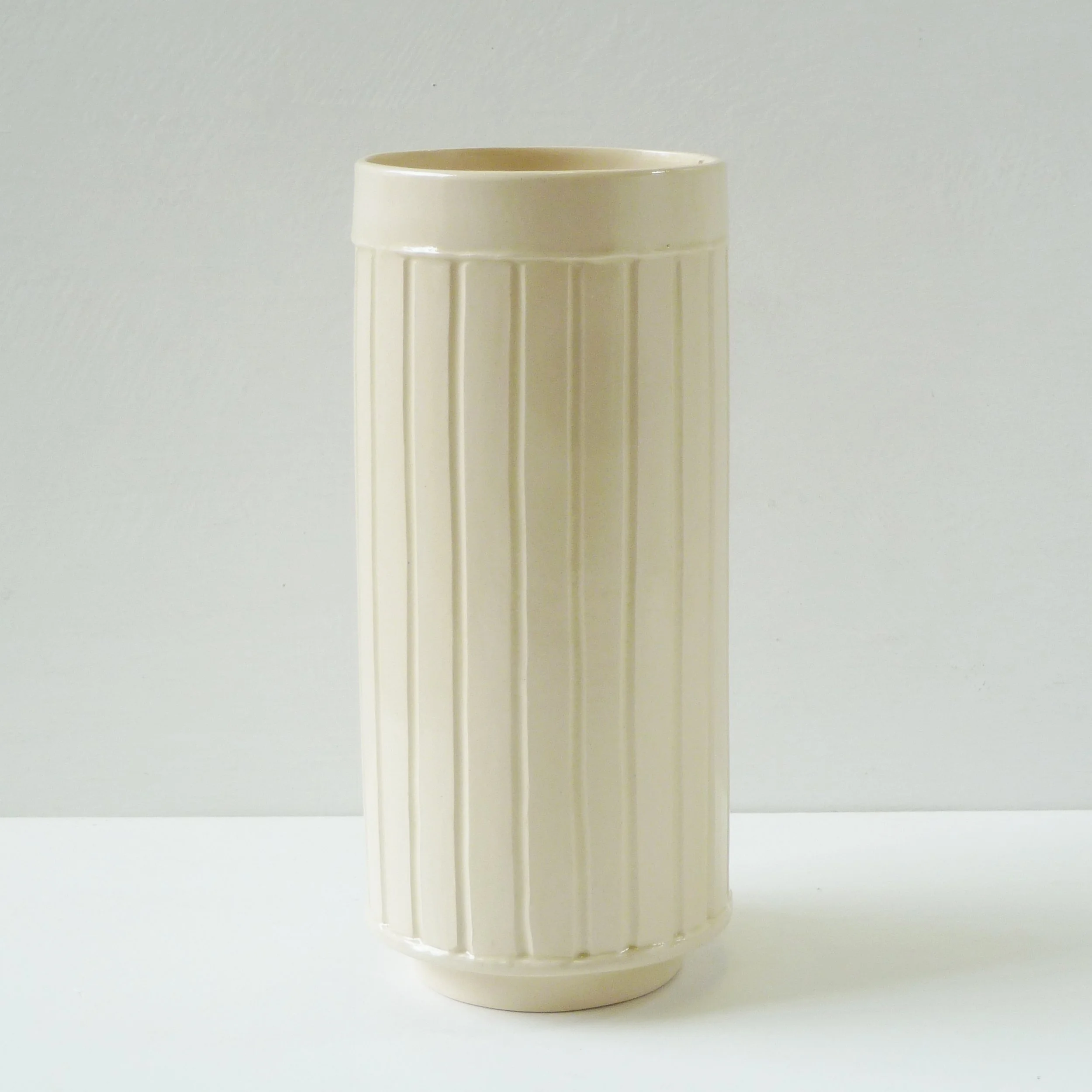 Emily-Kriste Wilcox, mid vase in neutral stripe, Pattern & Surface, sg.MV65.JPG