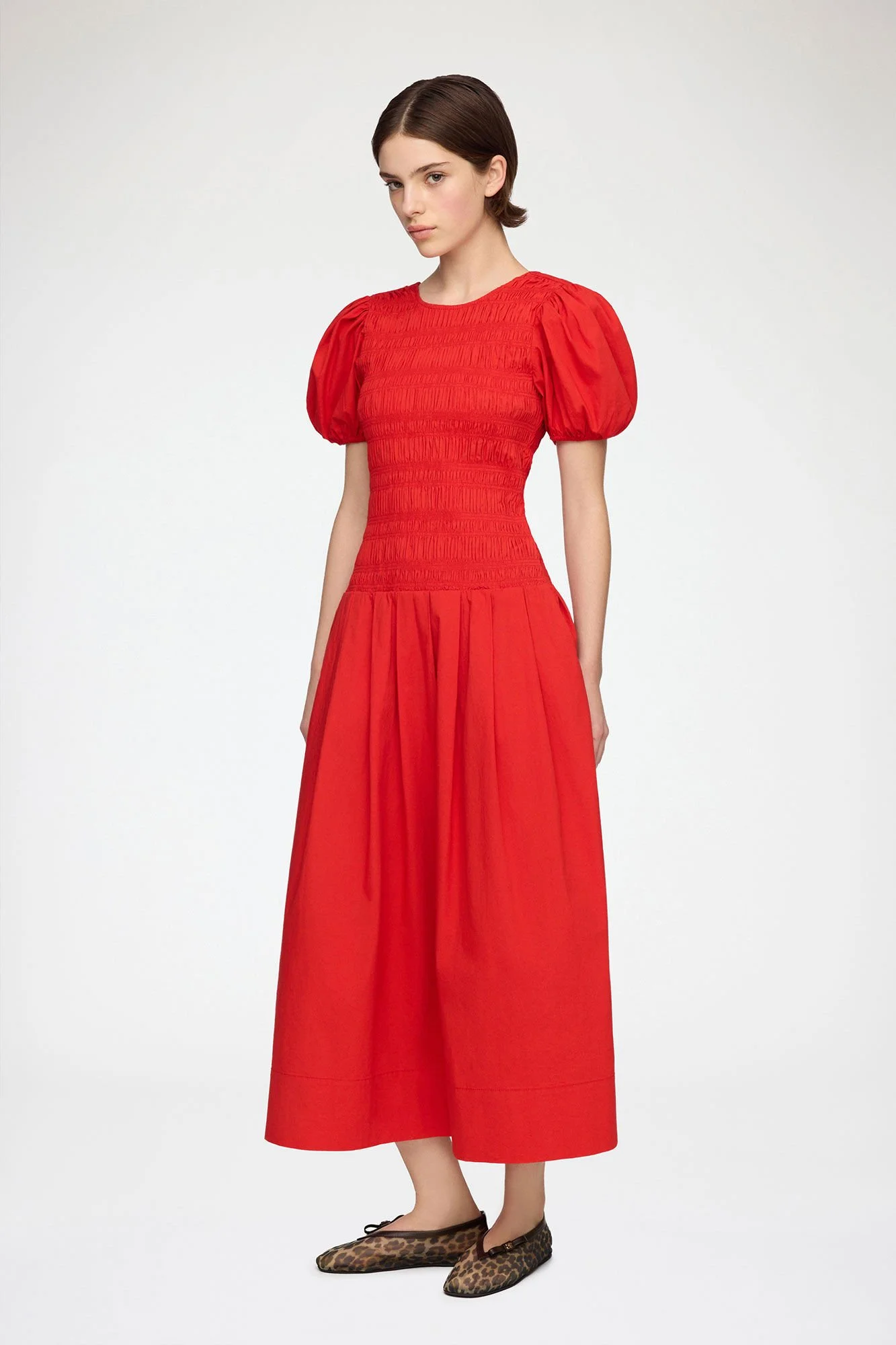 GANNI Stretch Cotton Long Smocked Pleated Dress_A1030546_06P_2.jpeg