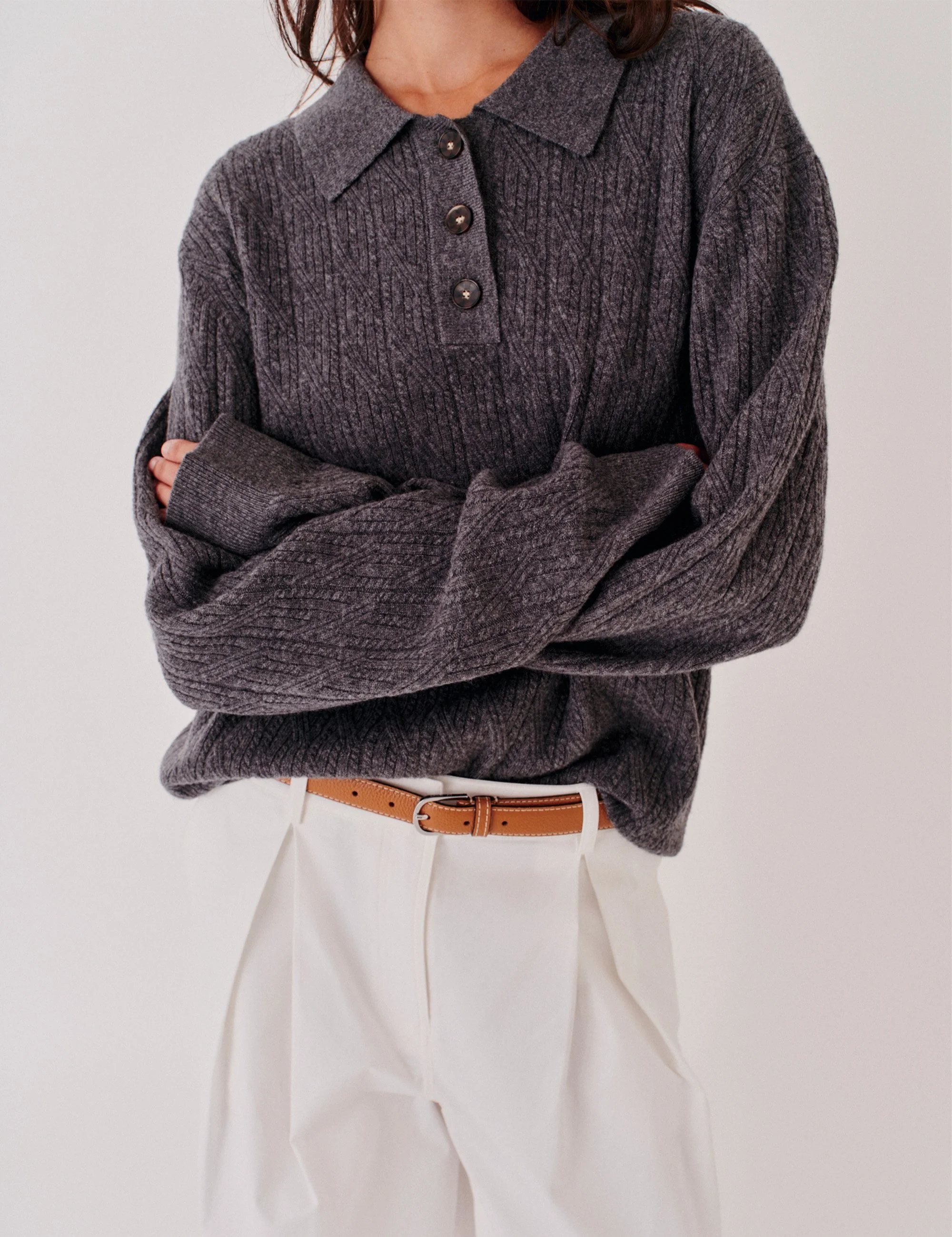 The Garment 22095 Como Cable Polo Grey Melange 602_10.jpg