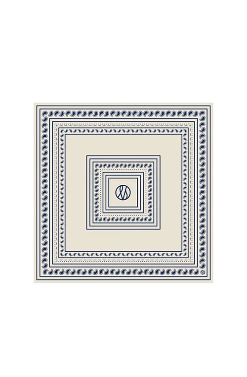 LESCARF Paisley Scarf Cream & Navy 50cm