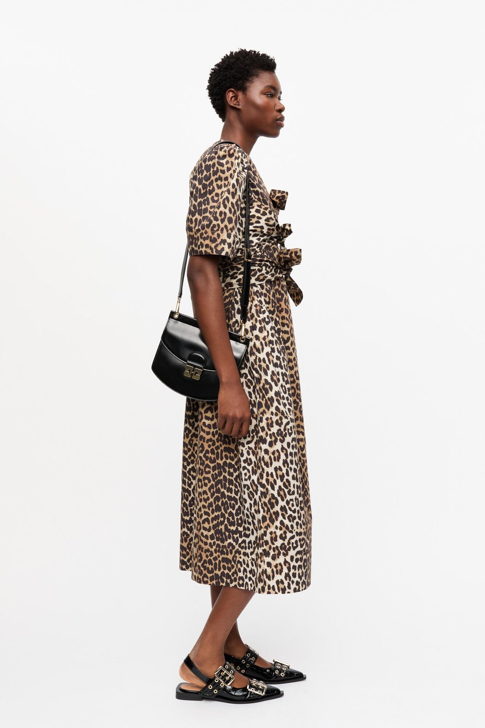 GANNI Printed Cotton Tie Strap Midi Dress  MILI