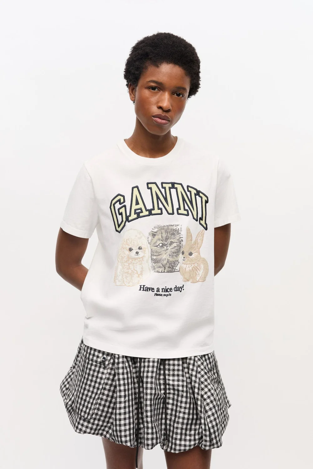 Tシャツ・カットソー GANNI Basic Cotton Jersey Animals Relaxed T-Shirt Ganni Basic Cotton Jersey Animals Relaxed T-shirt – Erica Wilson