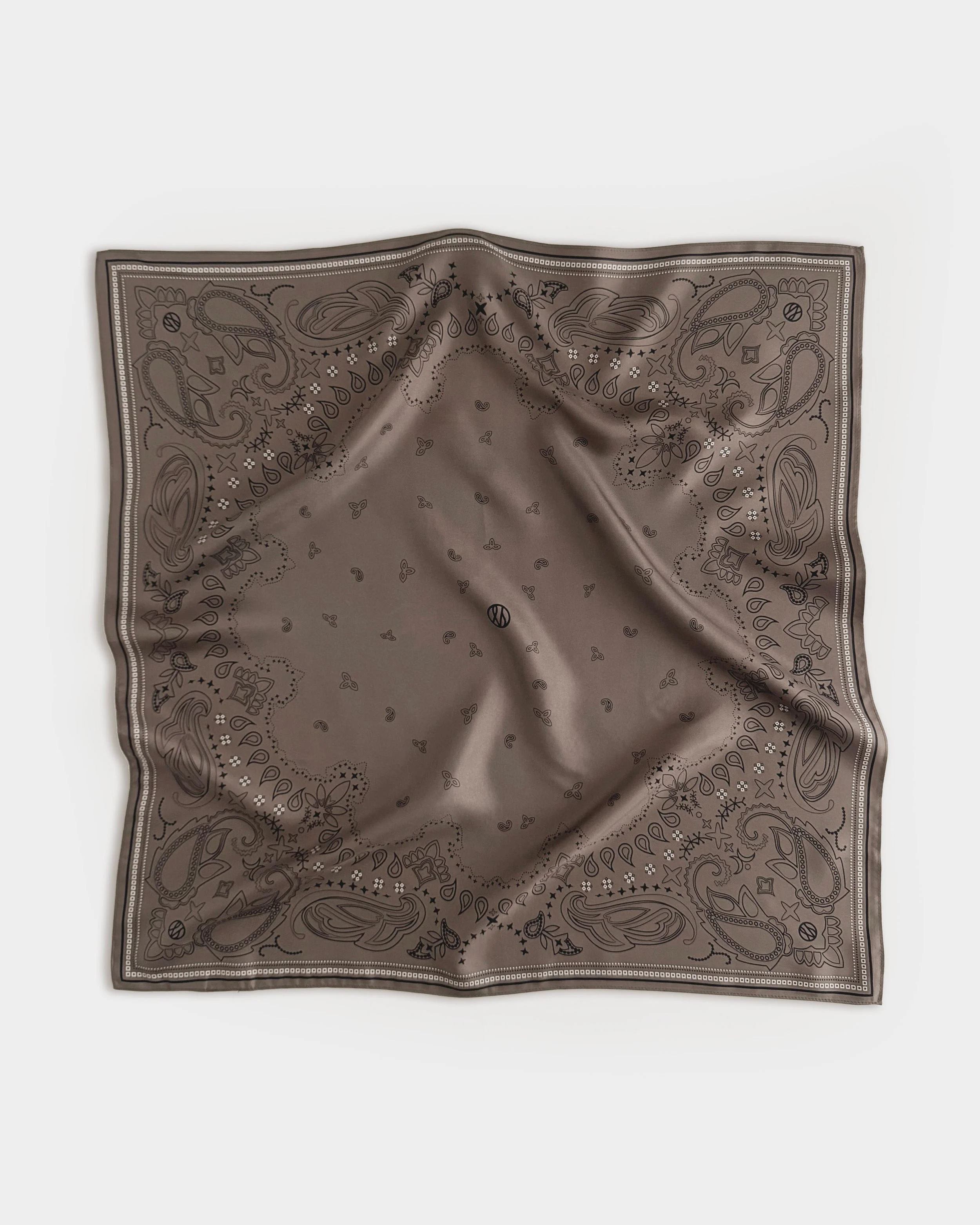 LESCARF Paisley Scarf Taupe, Black & White 65cm