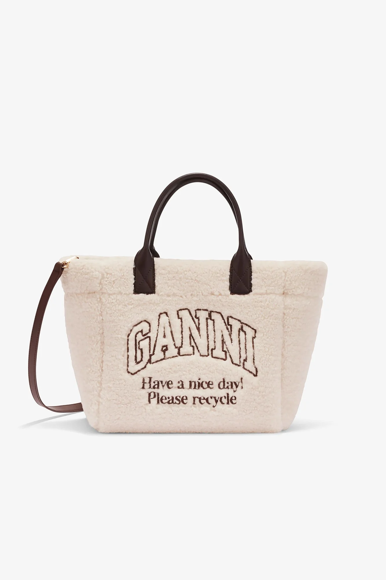 GANNI Small Easy Shopper Shearling