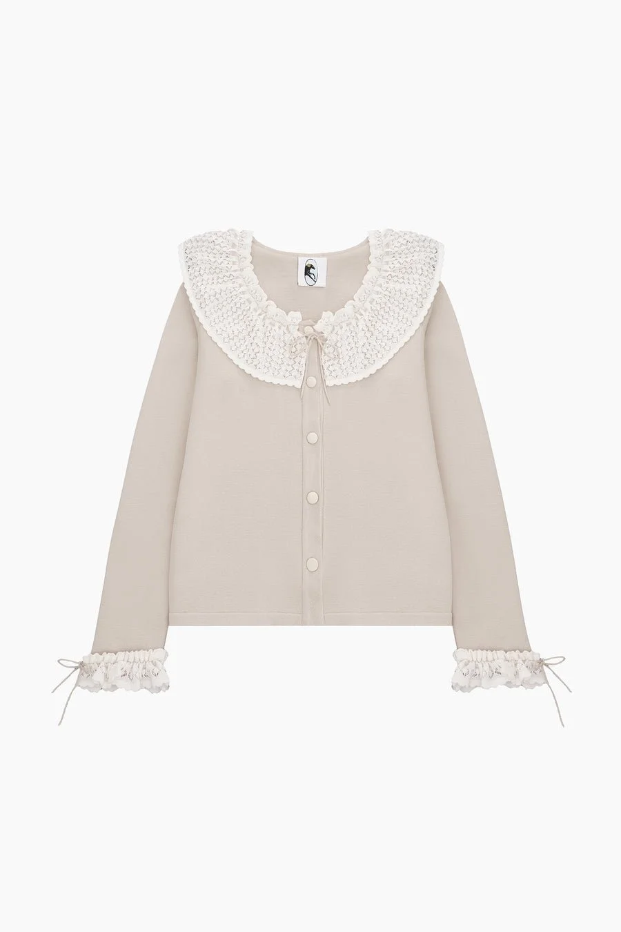 SLEEPER Malena Knitted Cardigan with Lace Collar