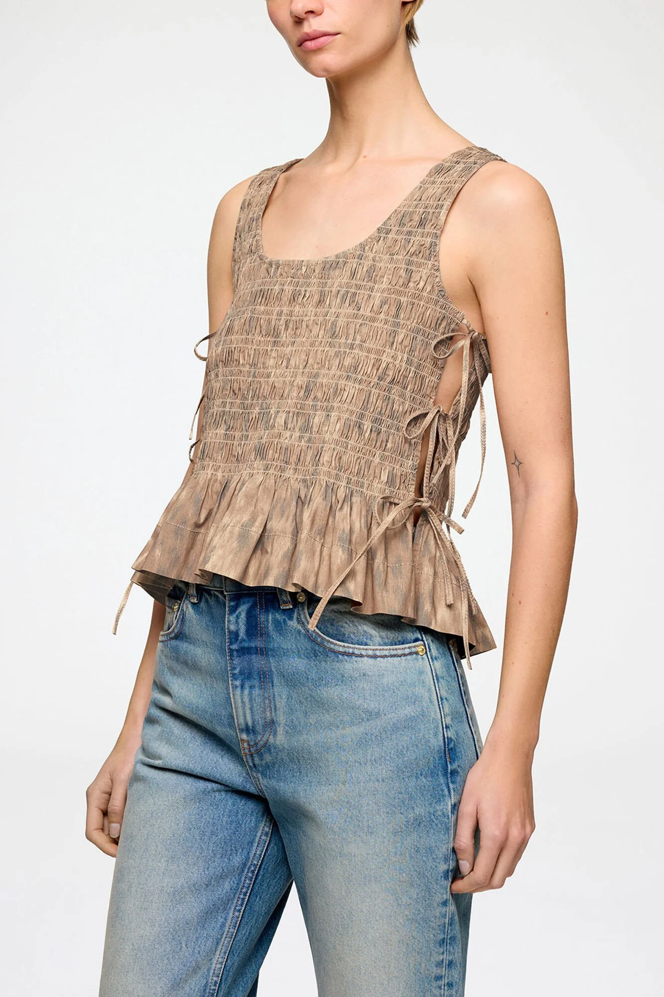 GANNI Printed Stretch Cotton Smocked Tie String Top_A1040271_ZZT_2.jpeg
