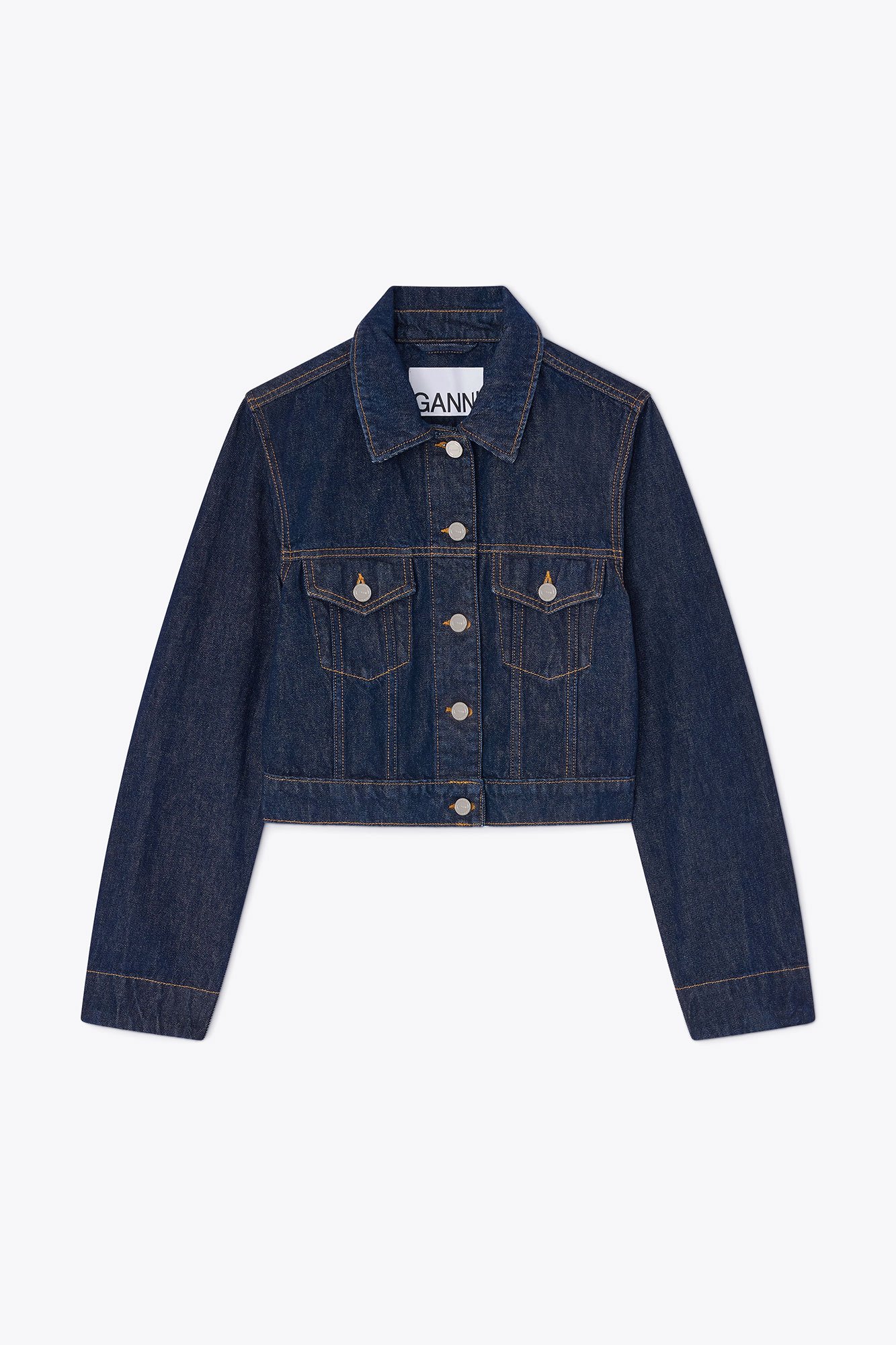 GANNI Rinse Denim Cropped Jacket