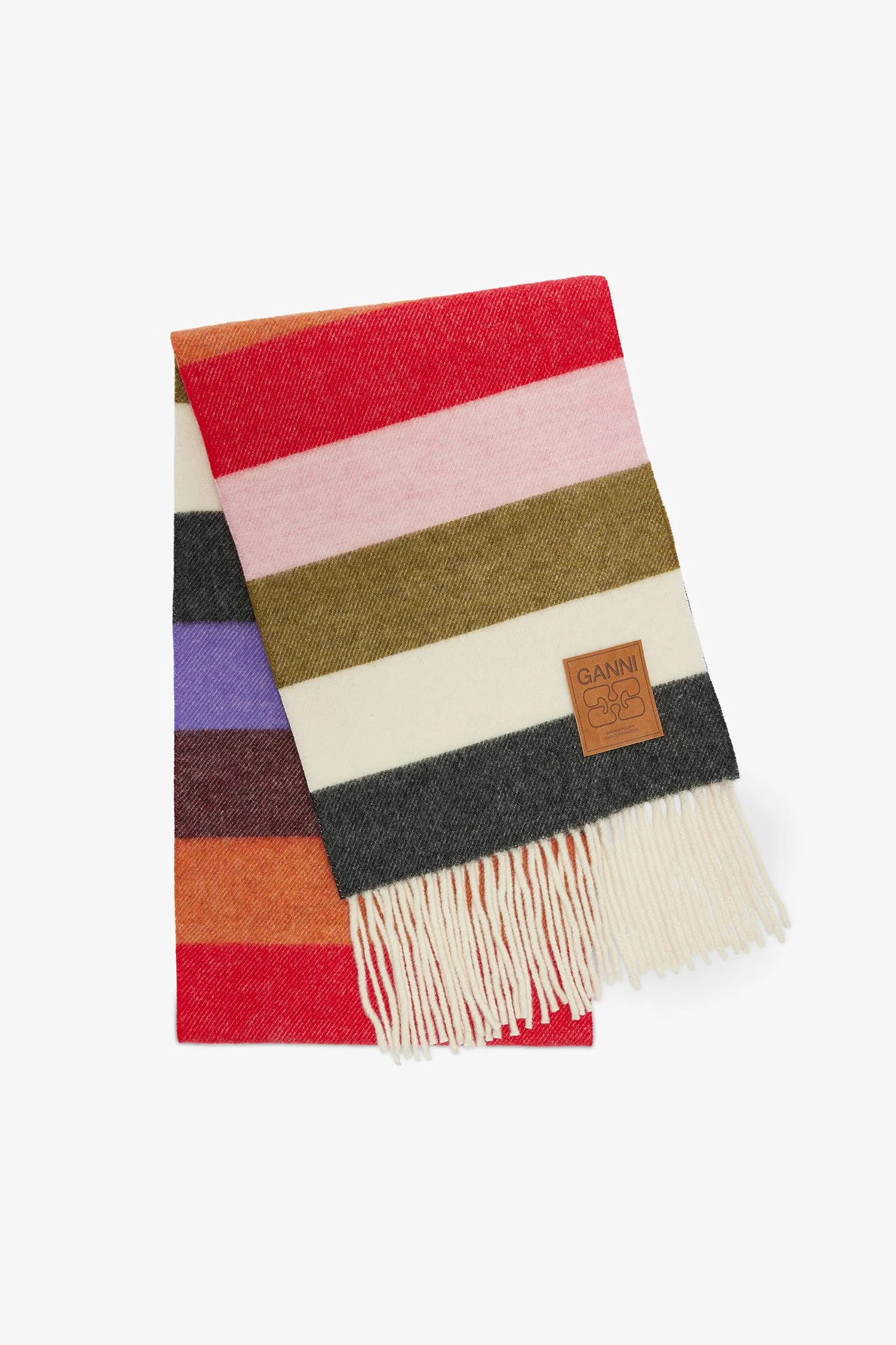 GANNI Double Face Wool Knit Scarf