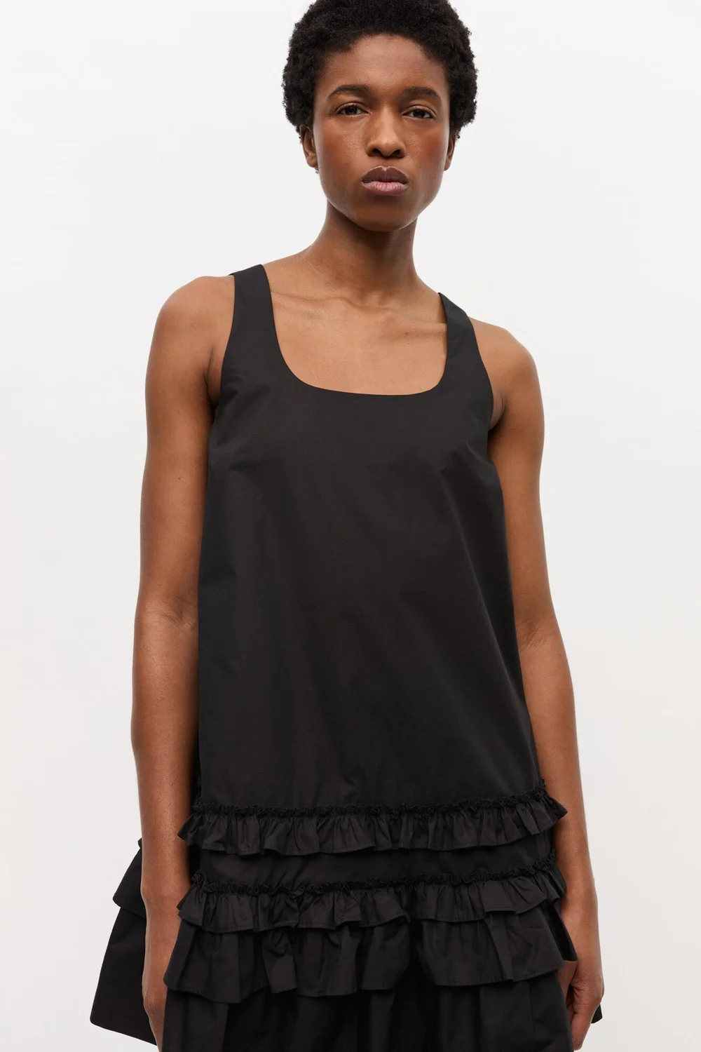 GANNI Cotton Poplin U-neck Mini Dress — MILI
