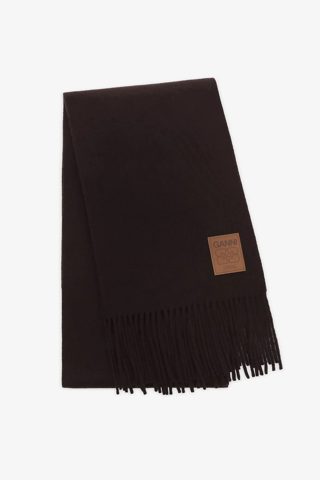 GANNI Double Face Wool Knit Scarf