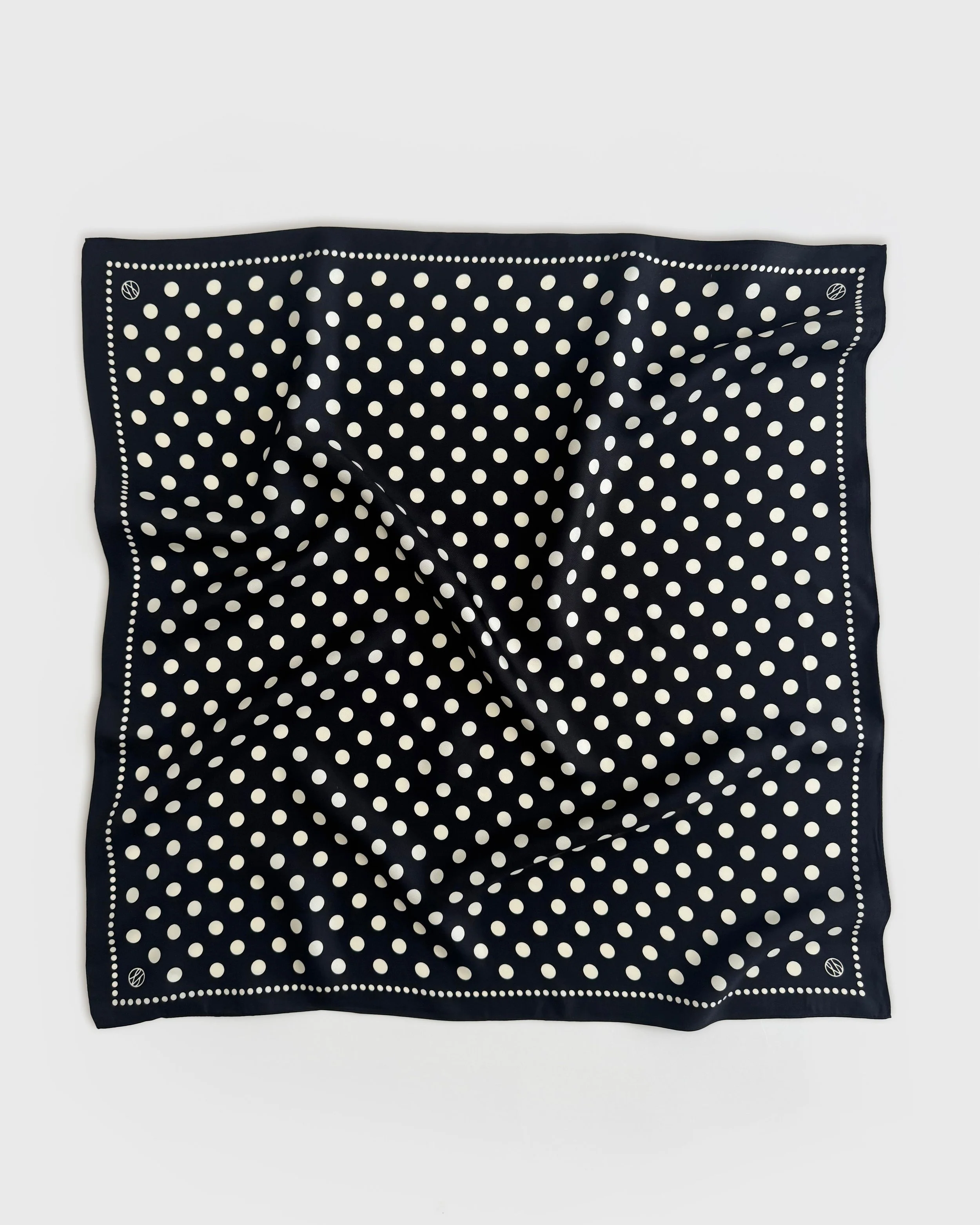 LESCARF Polkadot Scarf Black & Cream 65cm