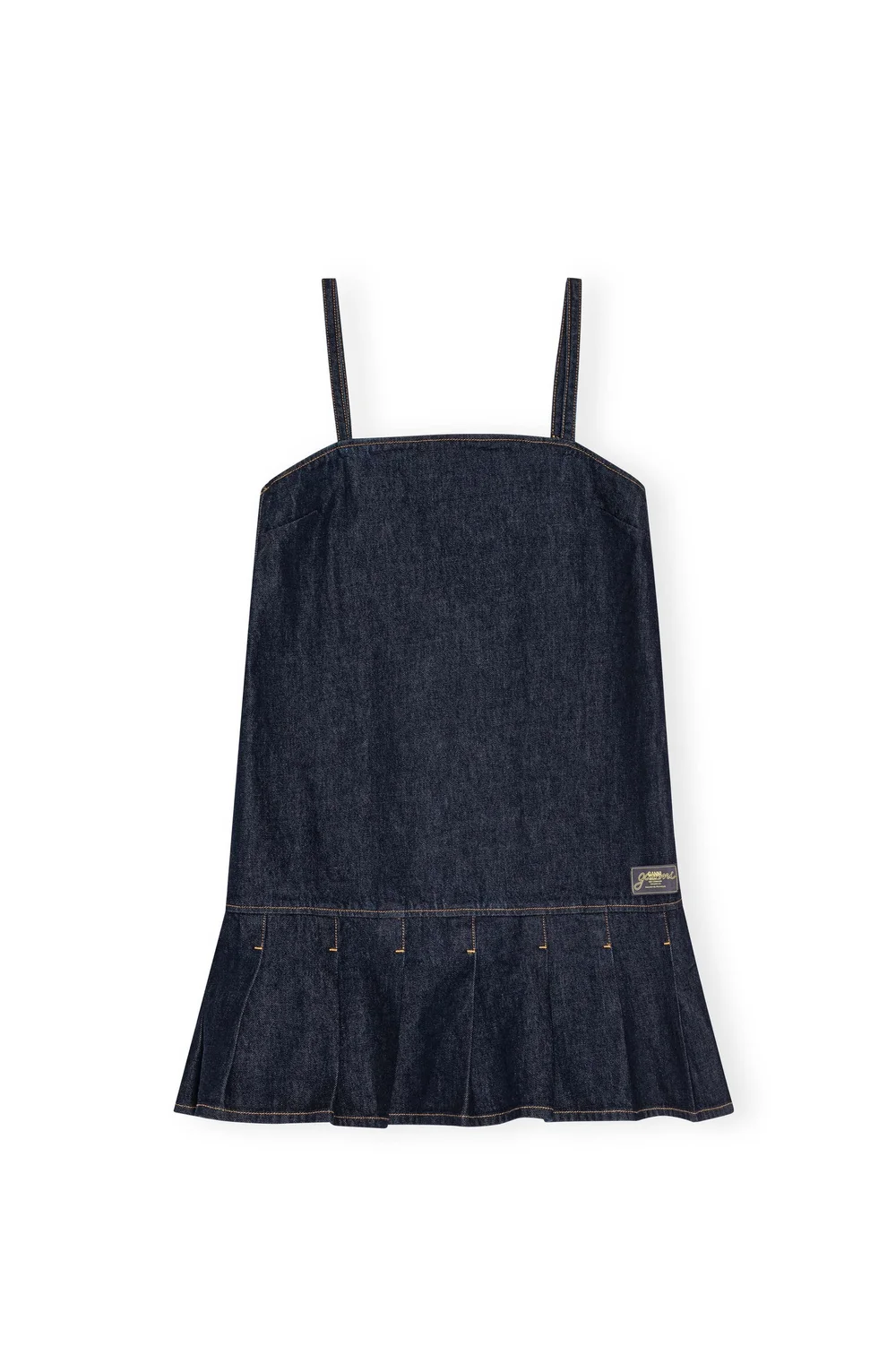 ganni mini denim dress GANNI Blue Light A-line Mini Denim Dress