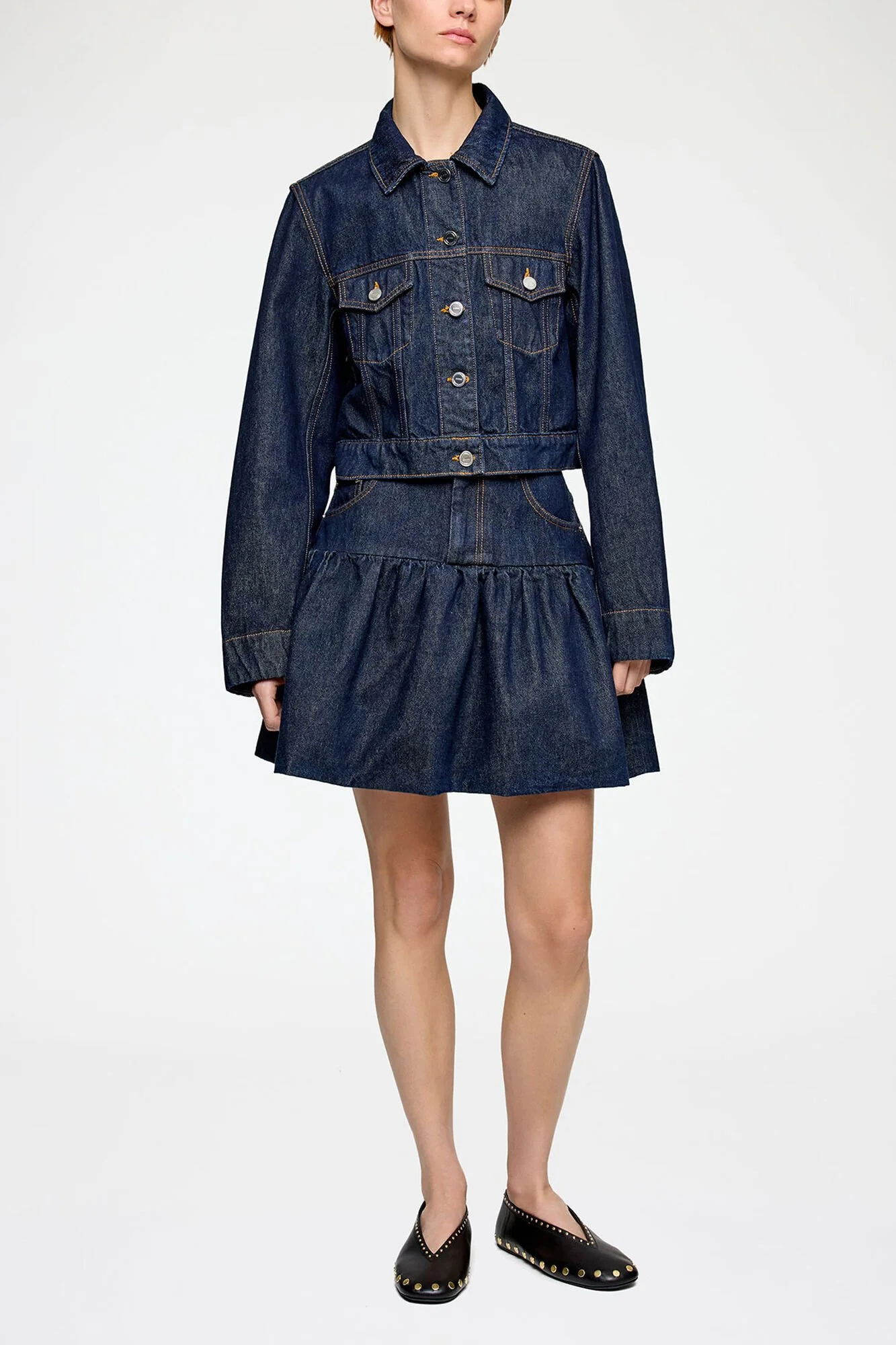 GANNI RInse Denim Bubble Mini Skirt
