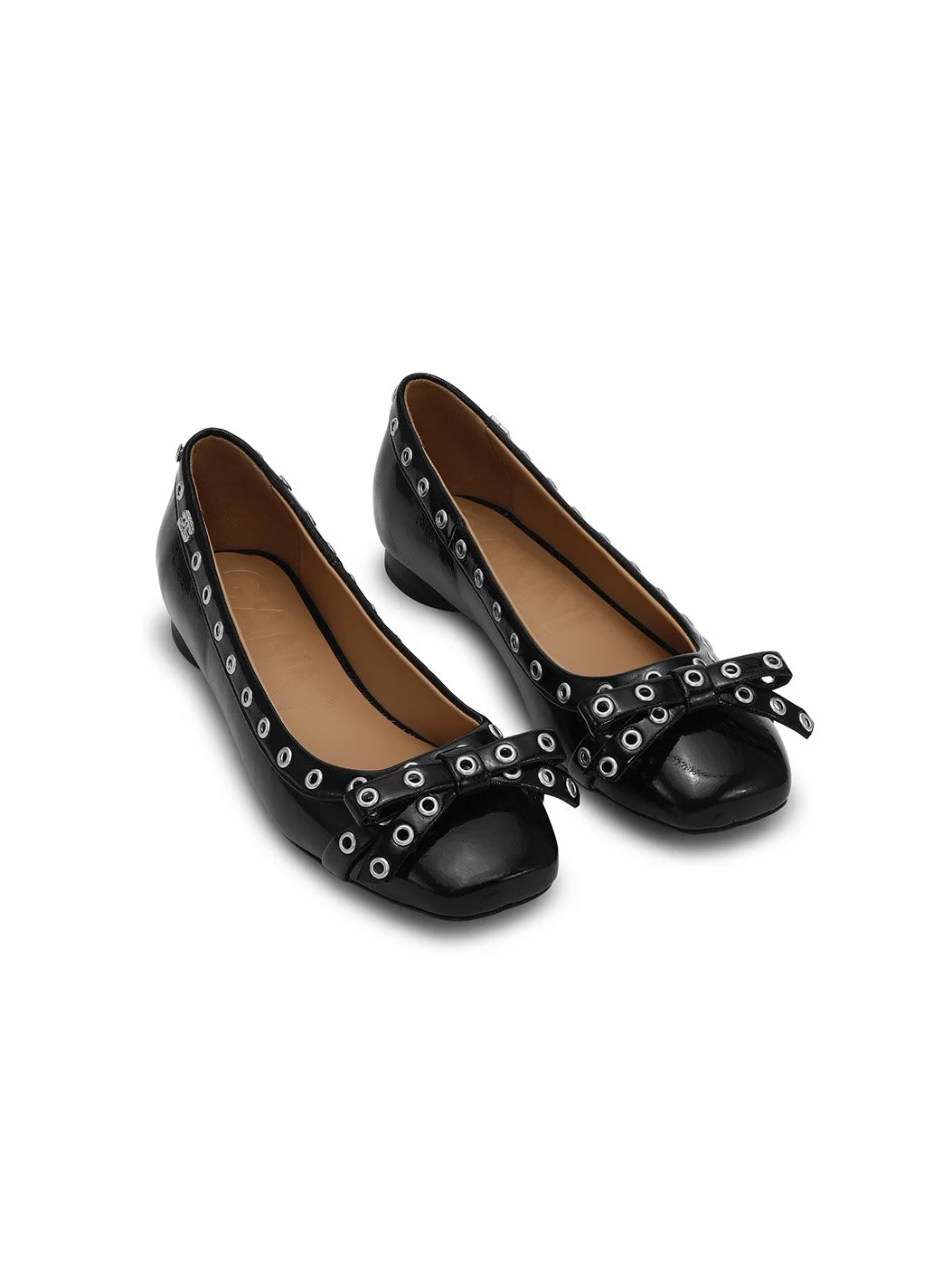 GANNI Eyelets Bow Ballerina Naplack — MILI