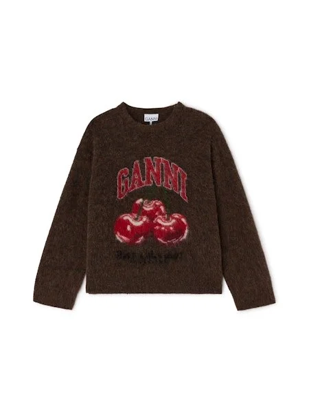 GANNI Brushed Alpaca Graphic Oversized Sweater