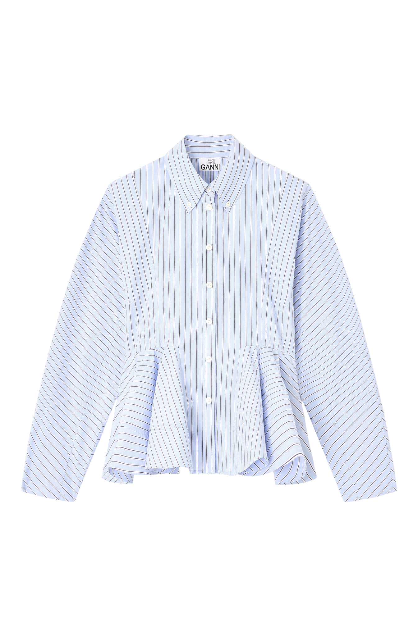 GANNI Stripe Cotton Peplum Shirt