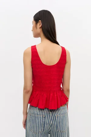GANNI✨COTTON POPLIN CROPPED SMOCK TOP 36 Ganni - Poplin Cropped Smock Top | HBX - Globally Curated