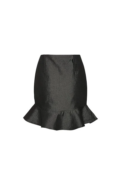 ROTATE Denim Mini Ruffle Skirt