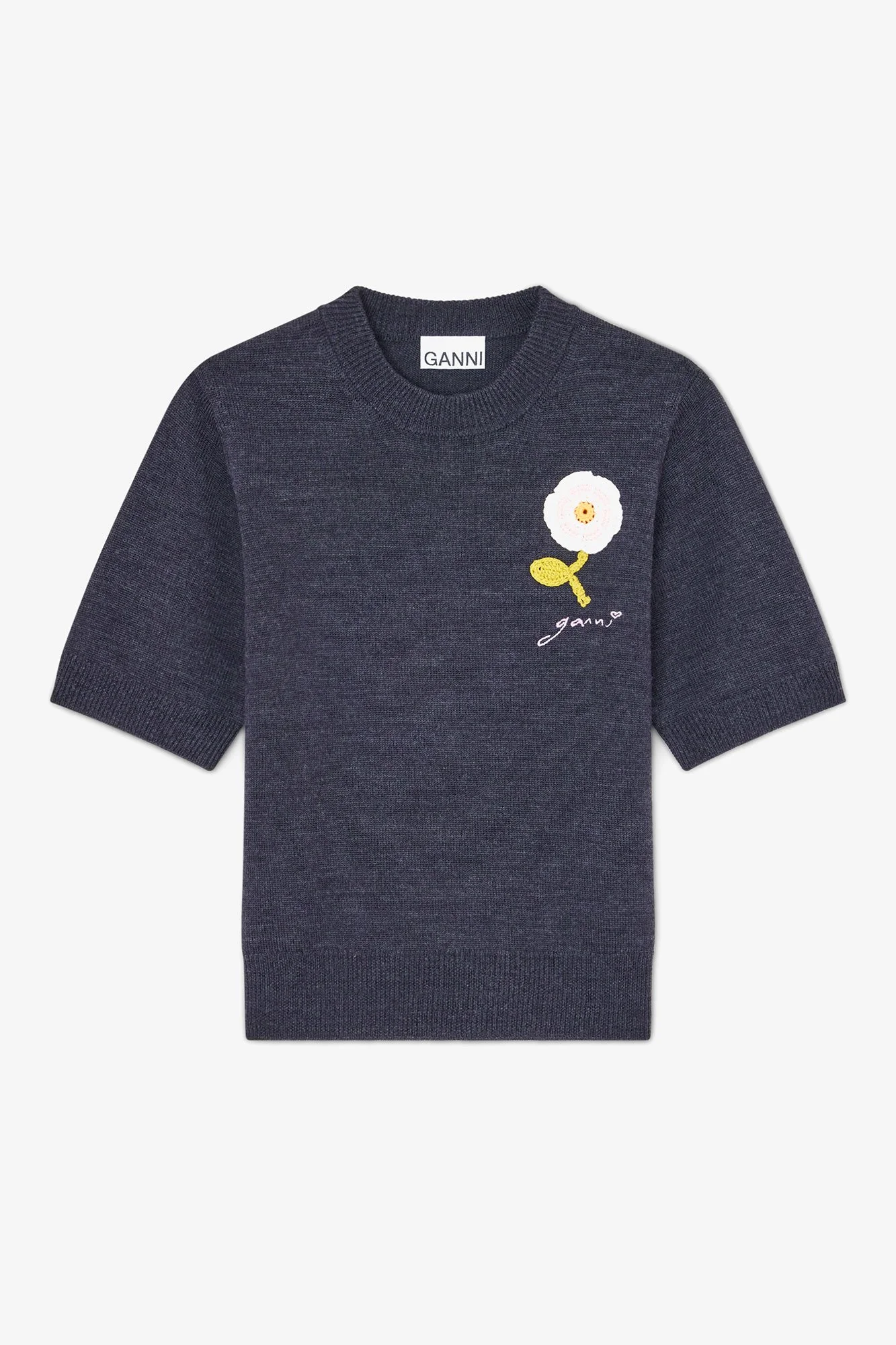 GANNI Crochet Applique Merino Tee