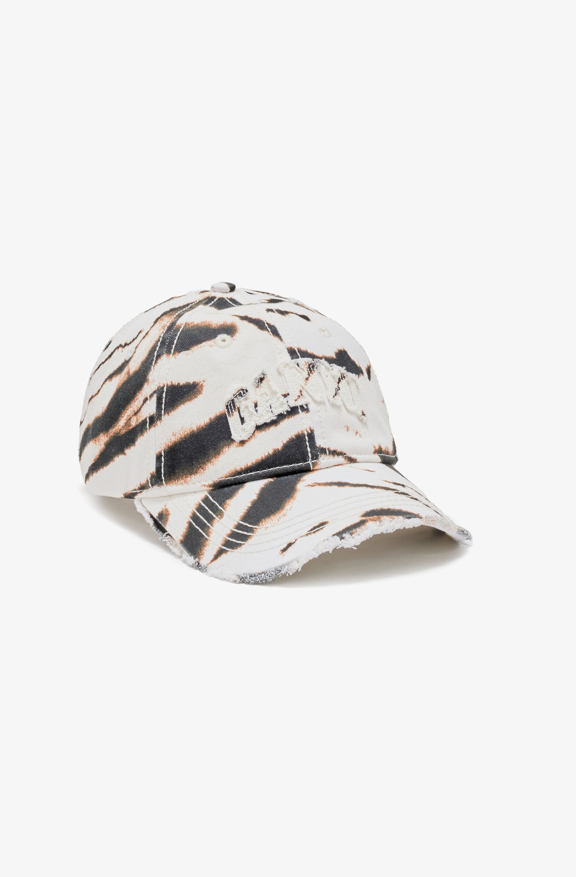 GANNI Printed Zebra Washed Cotton Canvas Cap